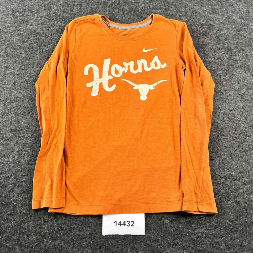 Texas Longhorns Shirt Womens Medium Orange Nike Football NCAA Crew Neck Slim Fit